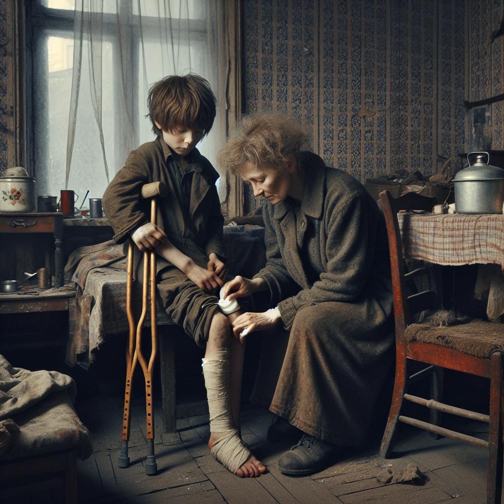 «Почему ты не можешь остаться?» — с горьким всхлипыванием спросил Санька, в попытке удержать отца, уходящего в ночи